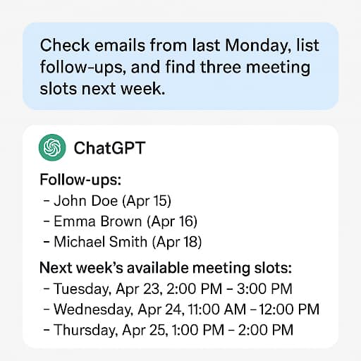 Chatgpt 5 connects directly with Gmail, Calendar and Contacts
