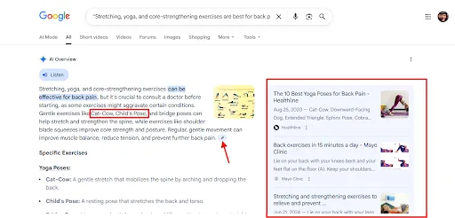 Example of AI Overview SEO in Action